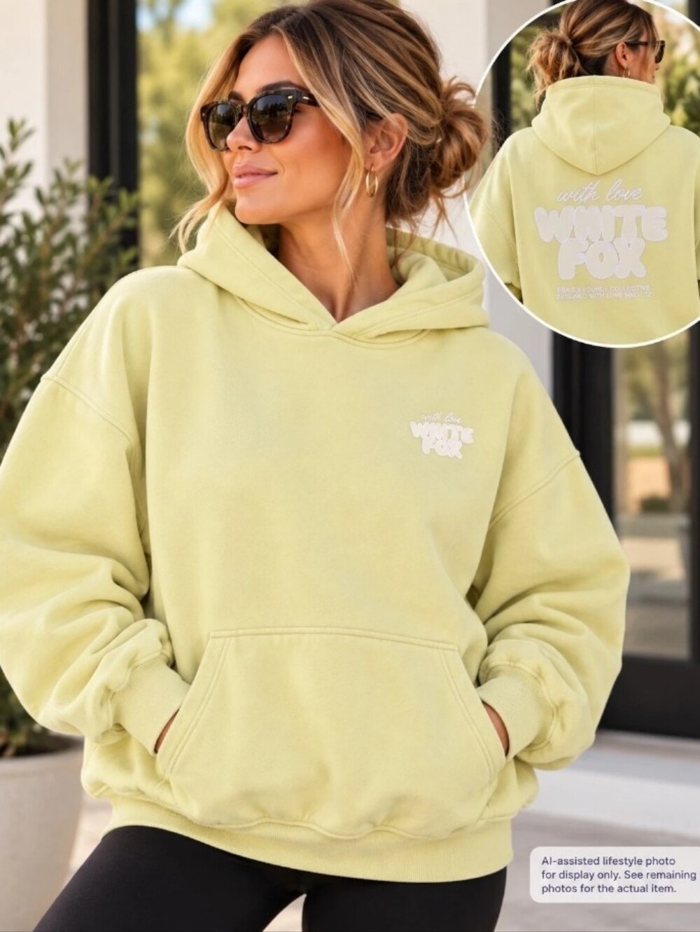 Pale Yellow White FOX Hoodie